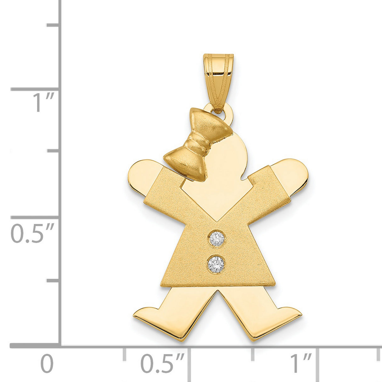 AA Diamond Kid Charm Pendant in Real 14k Yellow Gold