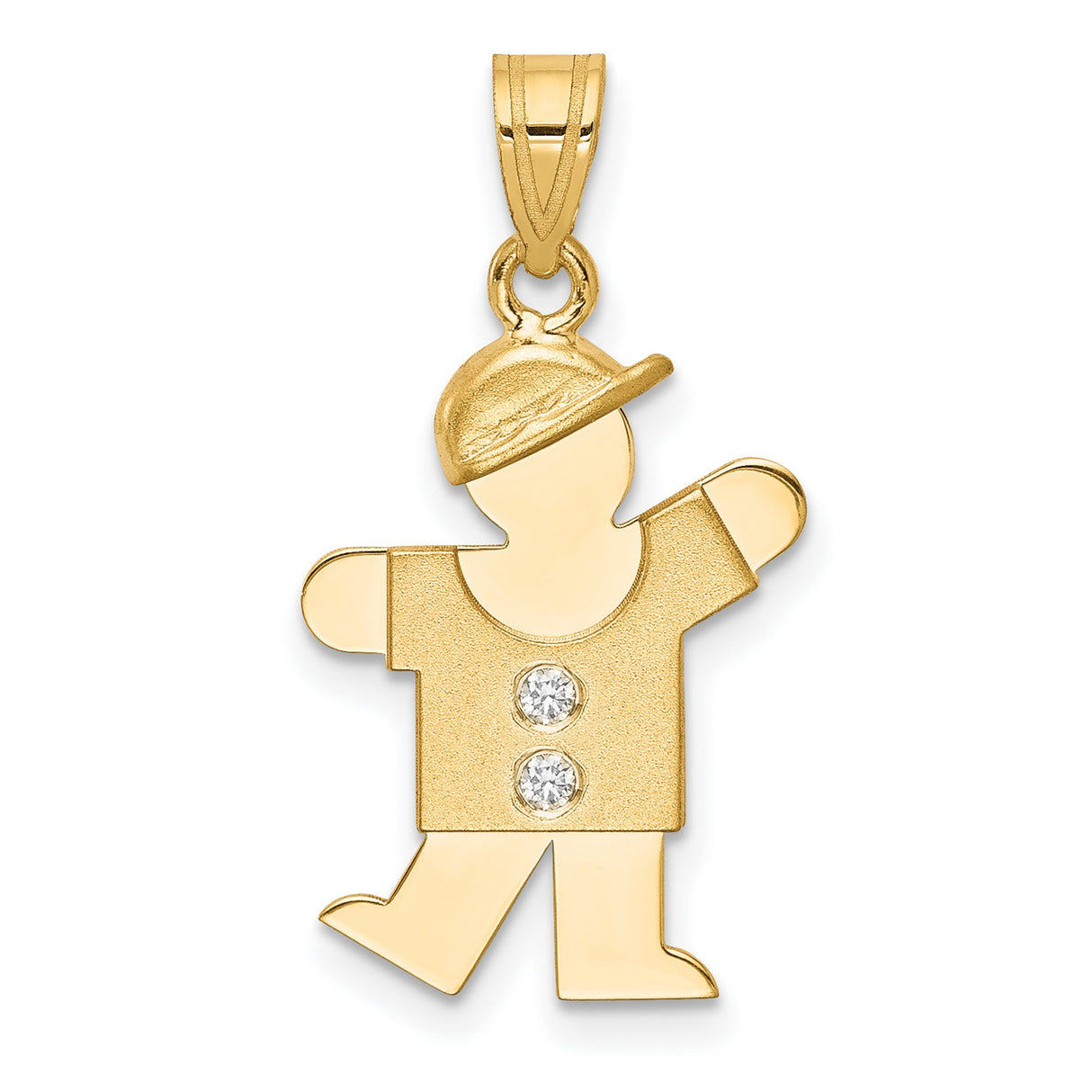 VS Diamond Kid Charm Pendant in Real 14k Yellow Gold