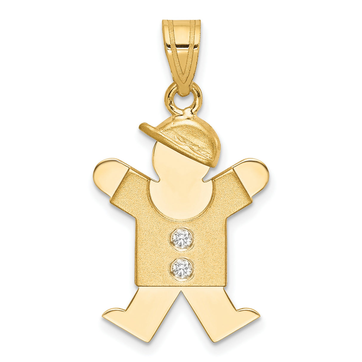 VS Diamond Kid Charm Pendant in Real 14k Yellow Gold