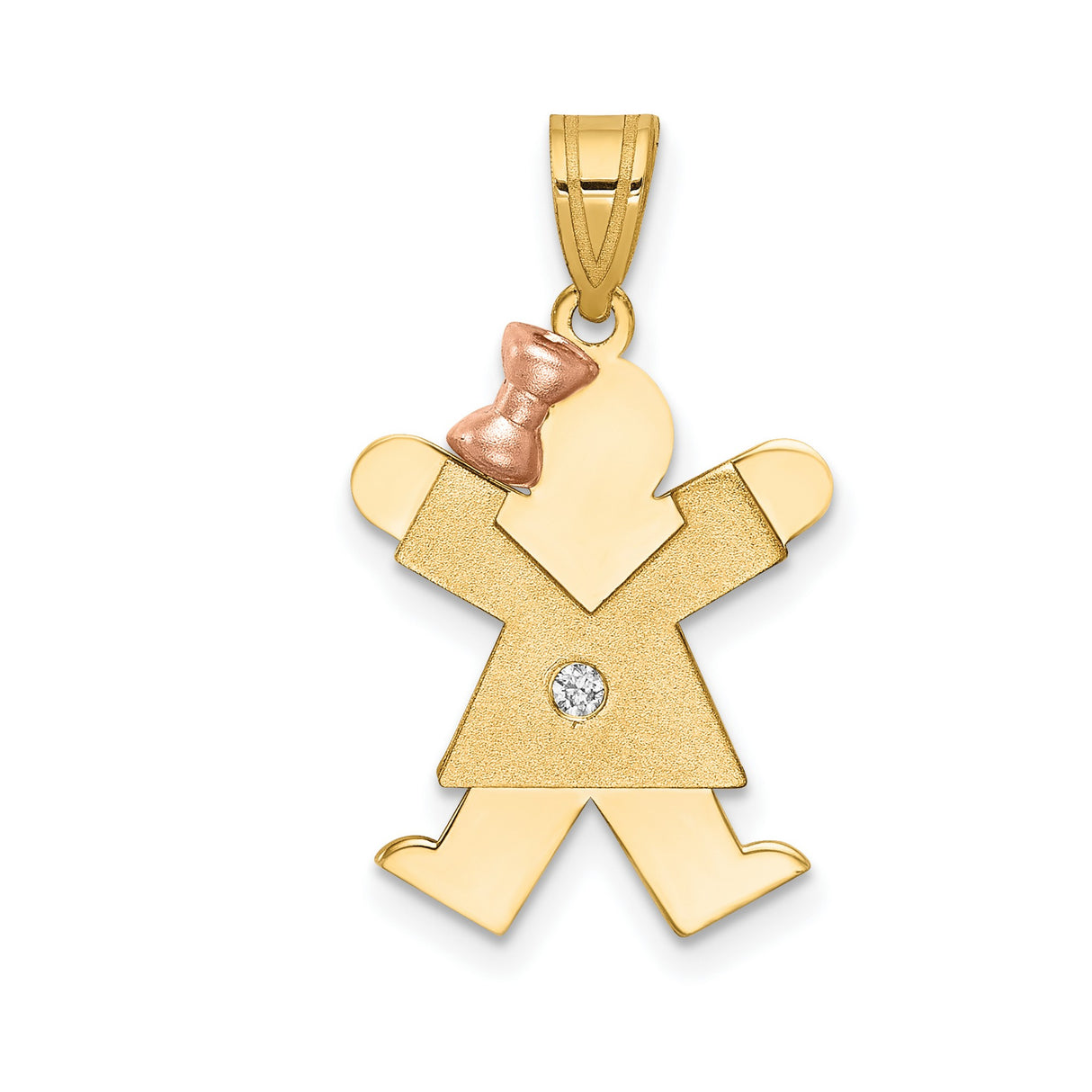 AA Diamond Kid Charm Pendant in Real 14k Multi-Tone Gold
