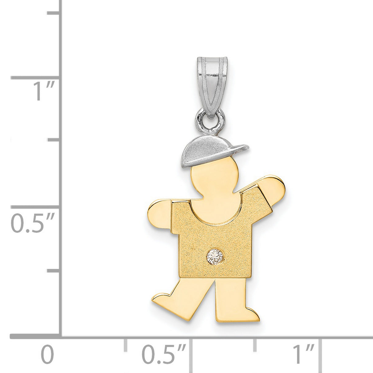 AAA Diamond Kid Charm Pendant in Real 14k Multi-Tone Gold