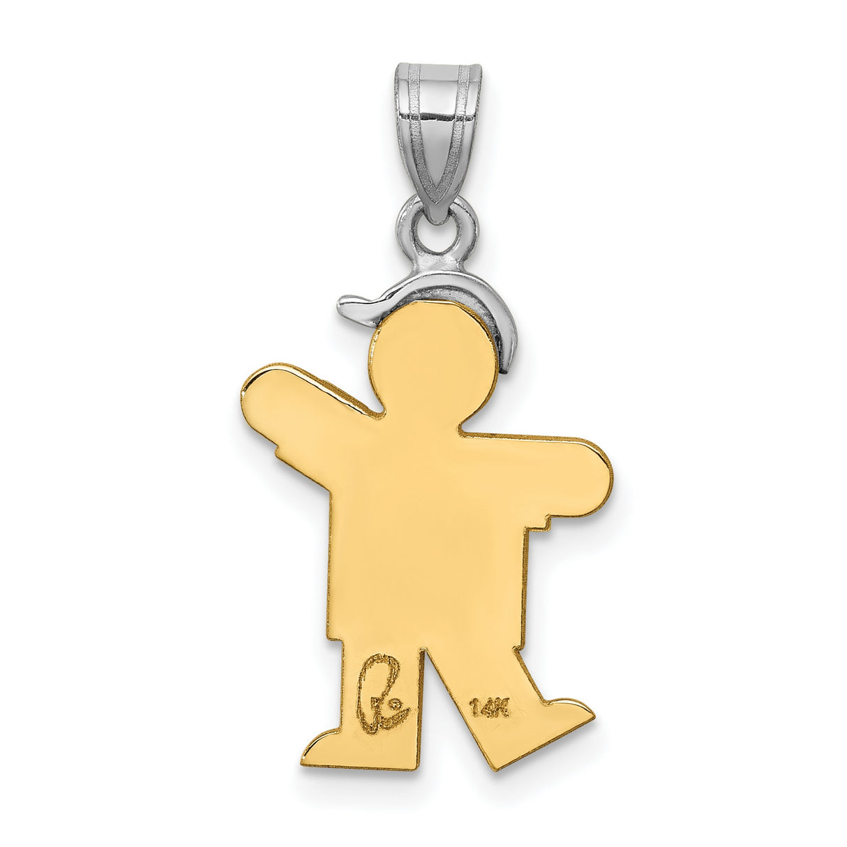 AAA Diamond Kid Charm Pendant in Real 14k Multi-Tone Gold