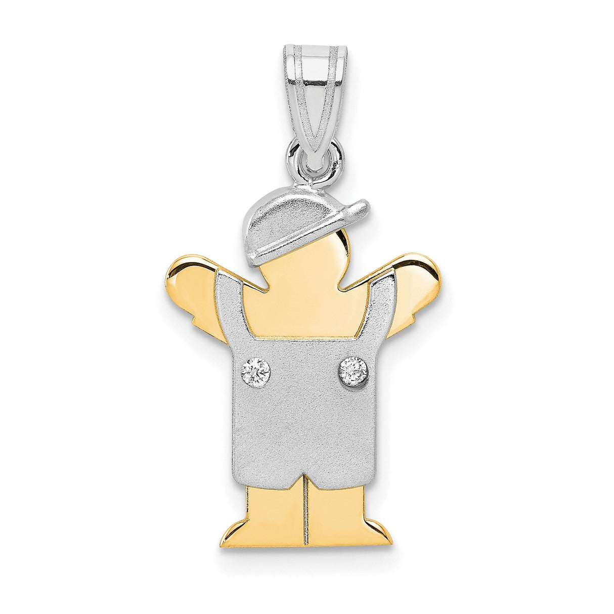A Diamond Kid Charm Pendant in Real 14k Multi-Tone Gold