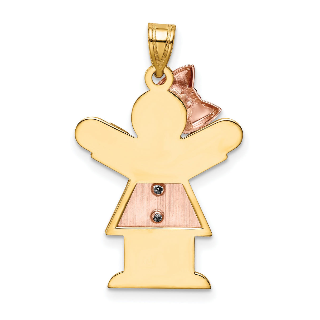 AAA Diamond Kid Charm Pendant in Real 14k Multi-Tone Gold