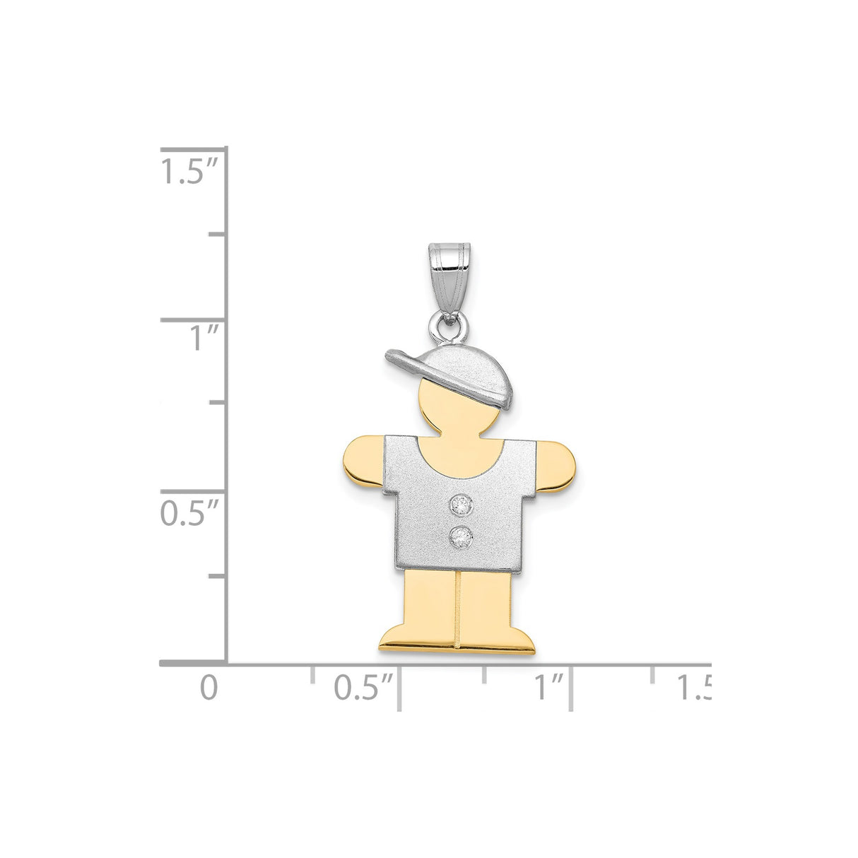 14k Two-Tone Gold Boy Pendant with Hat and Diamond Accents, Family Charm Jewelry