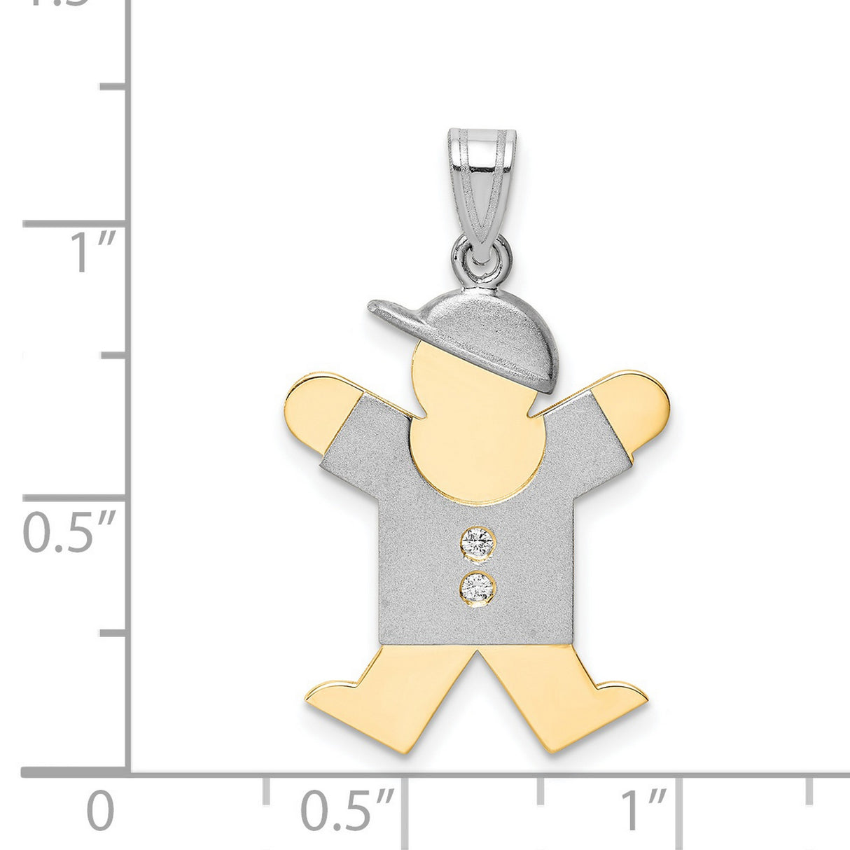 AAA Diamond Kid Charm Pendant in Real 14k Multi-Tone Gold