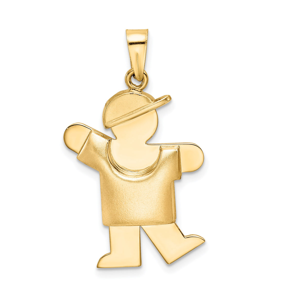 14k Yellow Gold Pendant, Stylized Boy in Baseball Cap and T-Shirt, Sentimental Family Charm