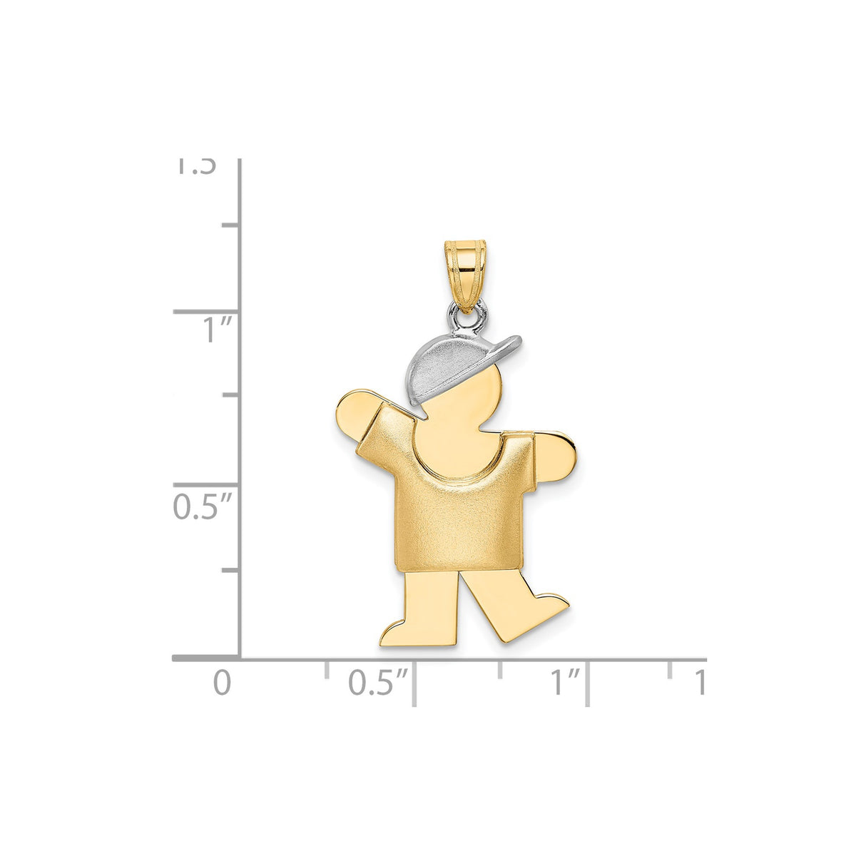 14k Two-Tone Gold Boy Pendant with Cap, Puffed Son Charm for Women or Moms