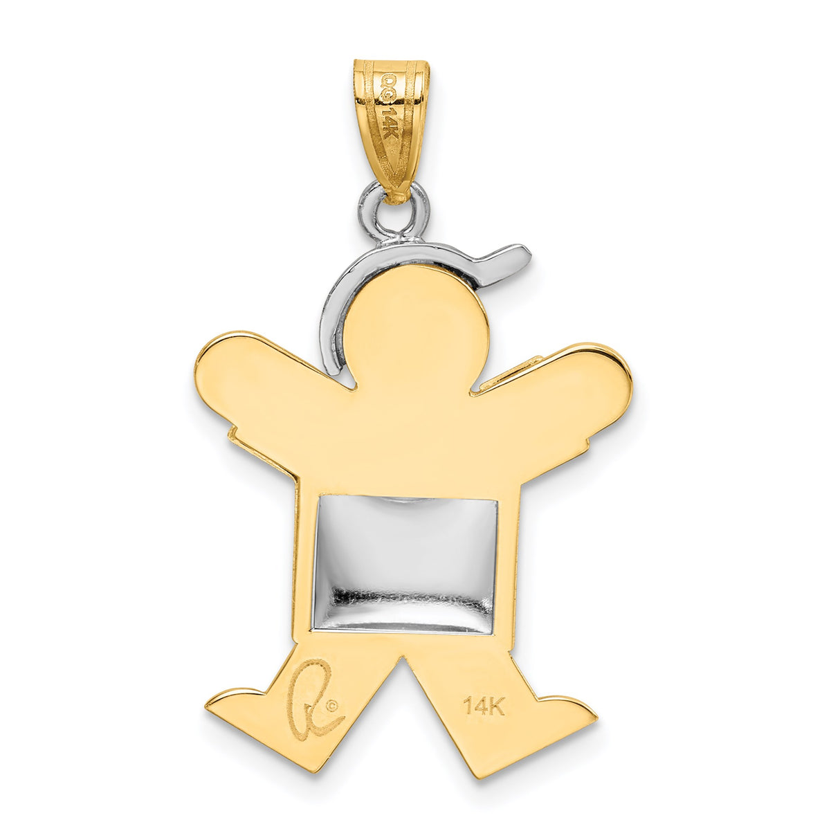 14k Two-Tone Gold Boy Pendant with Cap and Shirt, Sentimental Family Charm