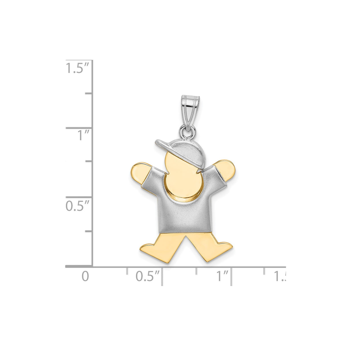 14k Two-Tone Gold Boy Pendant with Cap and Shirt, Sentimental Family Charm