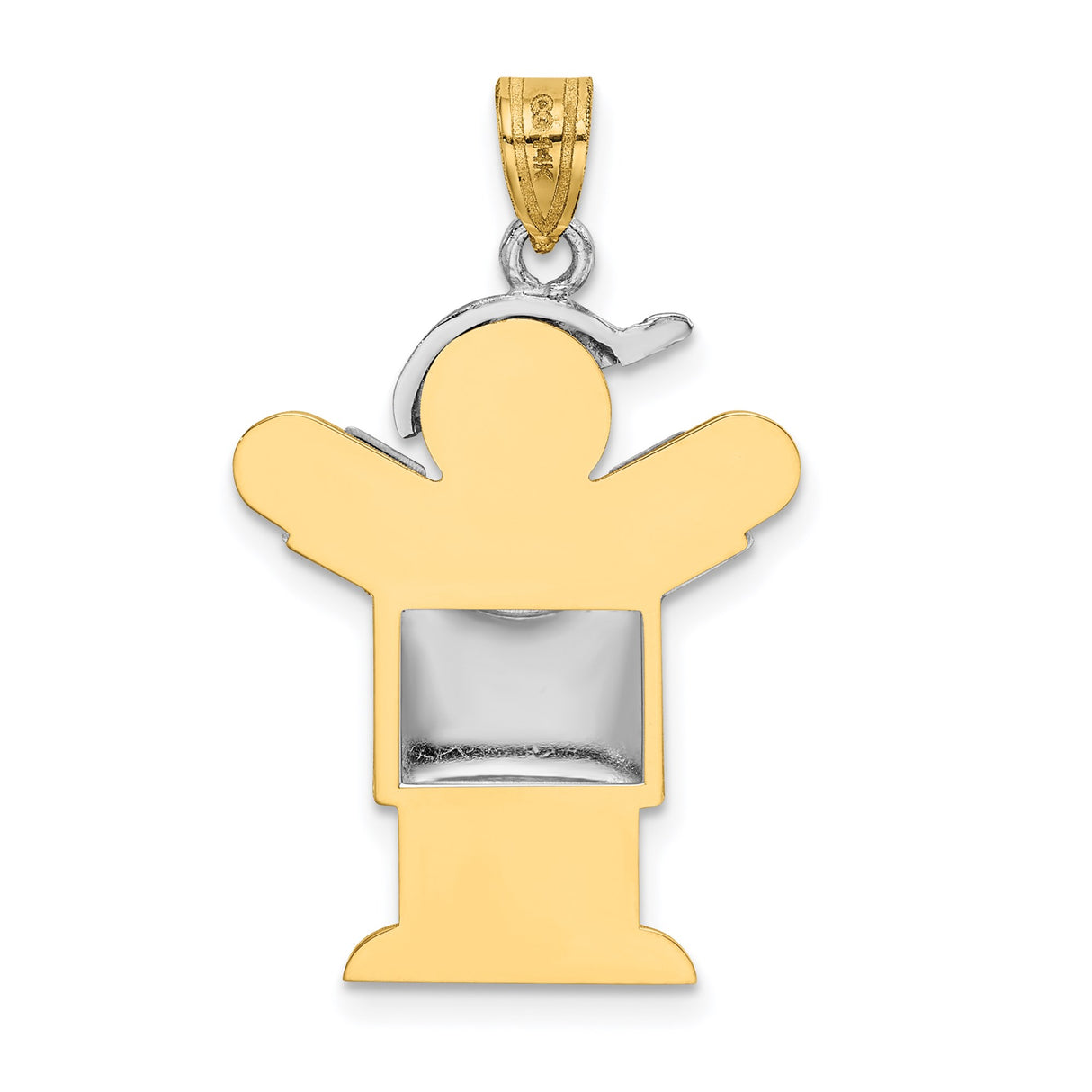 14k Two-Tone Gold Boy Pendant Charm with Cap, Stylized Family Design