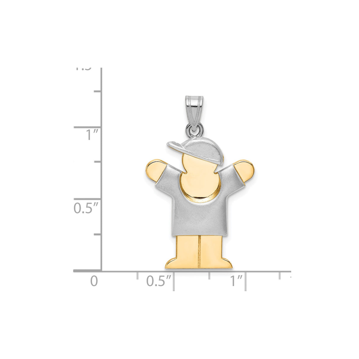 14k Two-Tone Gold Boy Pendant Charm with Cap, Stylized Family Design