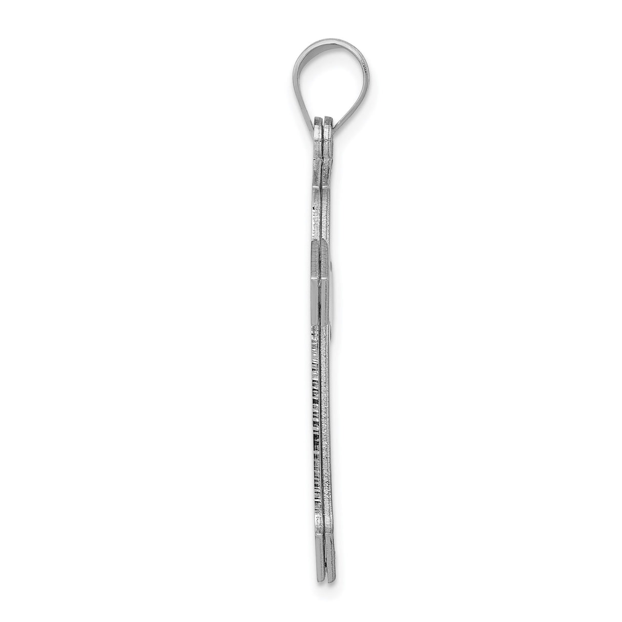 14k White Gold Cross Pendant with Beveled Edges and Polished Finish, Christian Religious Symbol