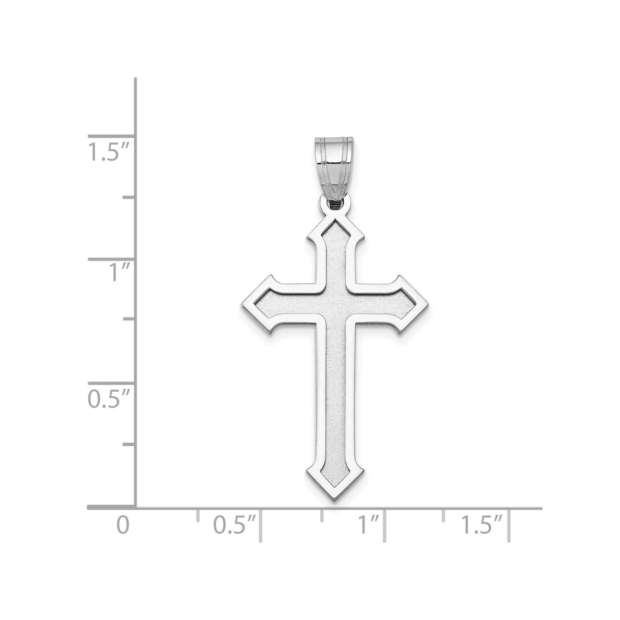 14k White Gold Cross Pendant with Beveled Edges and Polished Finish, Christian Religious Symbol