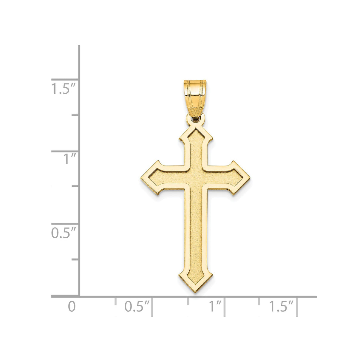 14k Yellow Gold Cross Pendant, Beveled Latin Cross with Polished Finish for Women or Unisex Wear