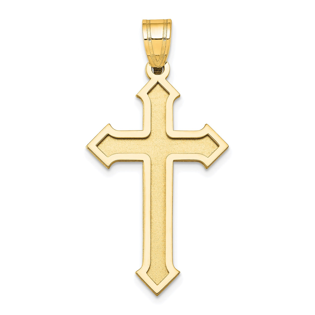 14k Yellow Gold Cross Pendant, Beveled Latin Cross with Polished Finish for Women or Unisex Wear