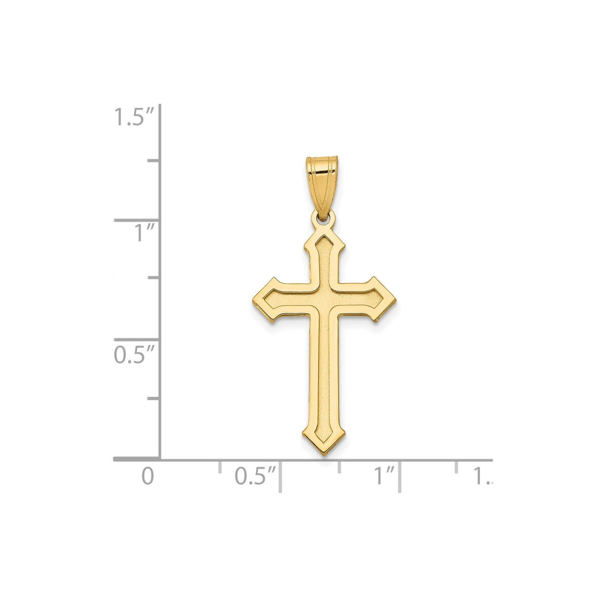 14k Yellow Gold Cross Pendant with Beveled Edges and Gothic Pointed Design