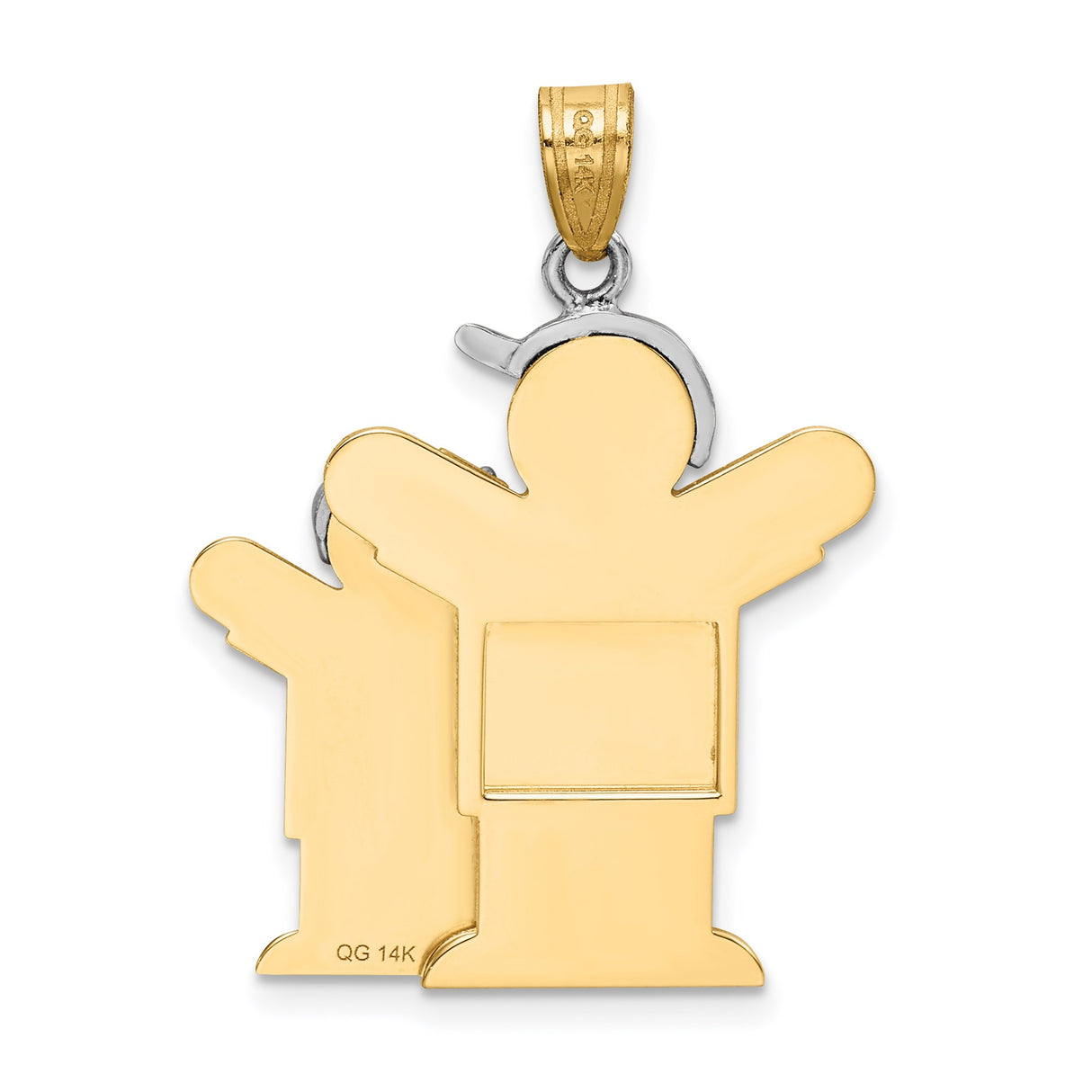 14k Two-Tone Gold Pendant, Stylized Figures in Caps, Family Connection and Motherhood Theme