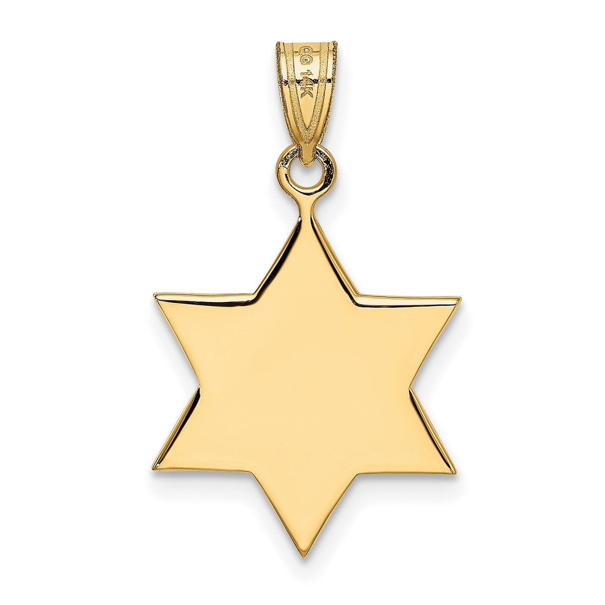 14k Yellow Gold Star of David Pendant, Traditional Jewish Symbol Charm for Men or Women