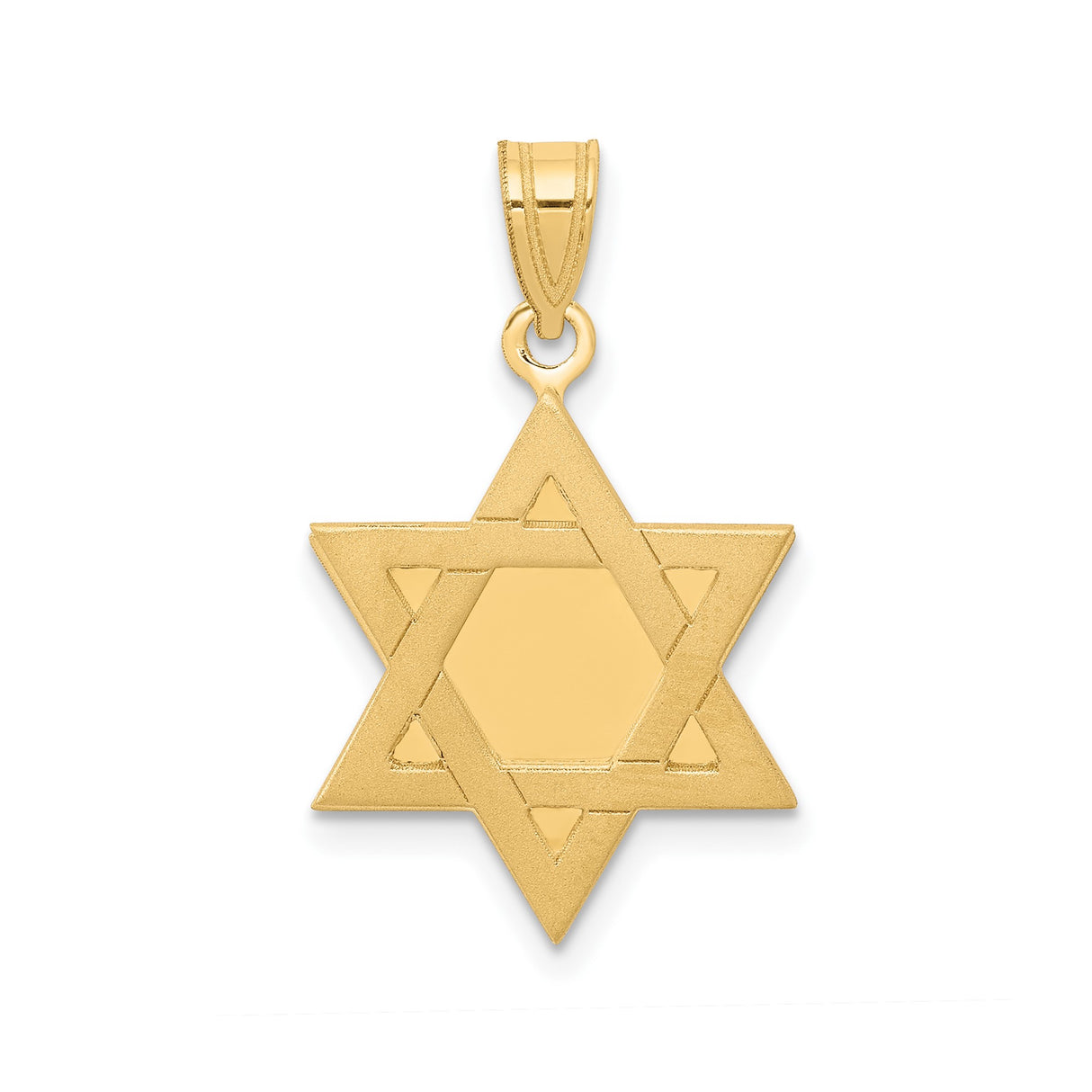 14k Yellow Gold Star of David Pendant, Traditional Jewish Symbol Charm for Men or Women