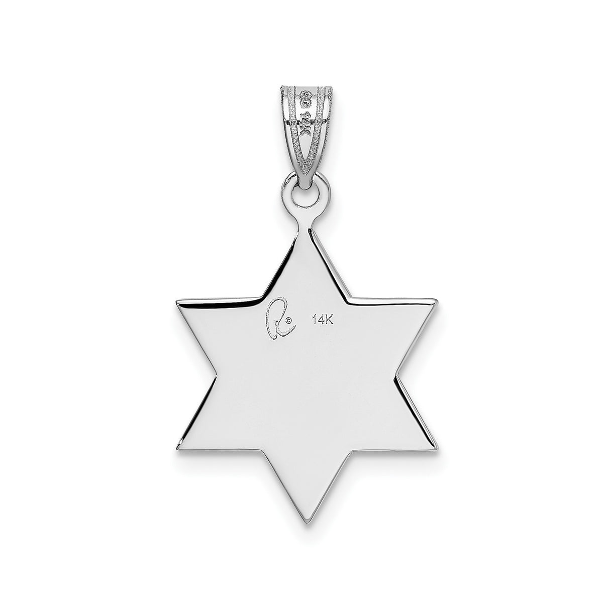 14k White Gold Star of David Pendant, Unisex Judaica Jewelry Charm for Men and Women