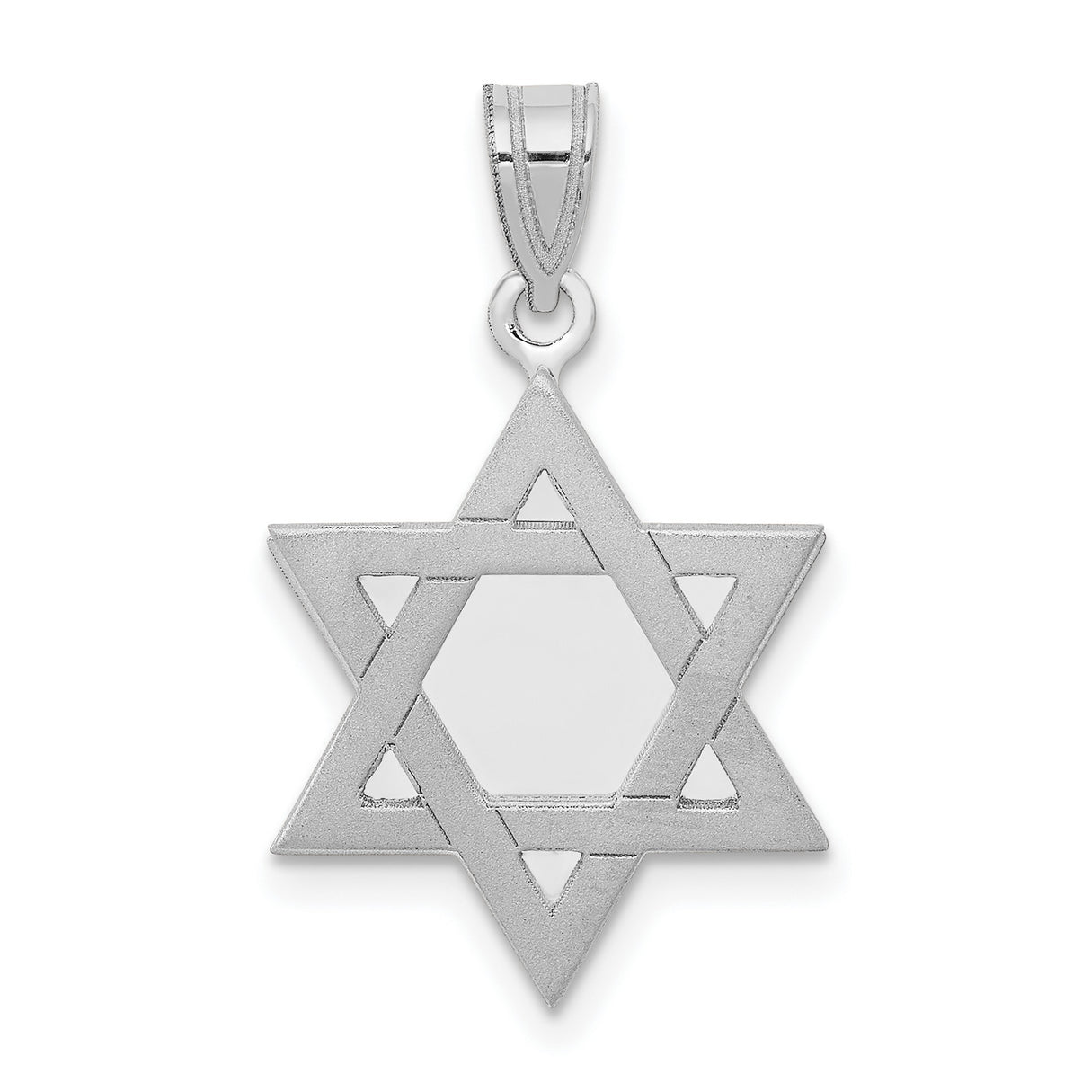 14k White Gold Star of David Pendant, Unisex Judaica Jewelry Charm for Men and Women