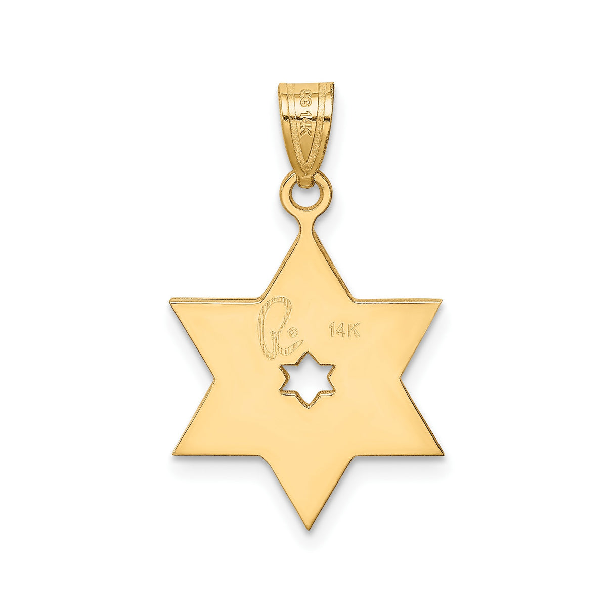 14k Two-Tone Gold Star of David Pendant with Interlocking Cutout Design, Unisex Religious Jewelry