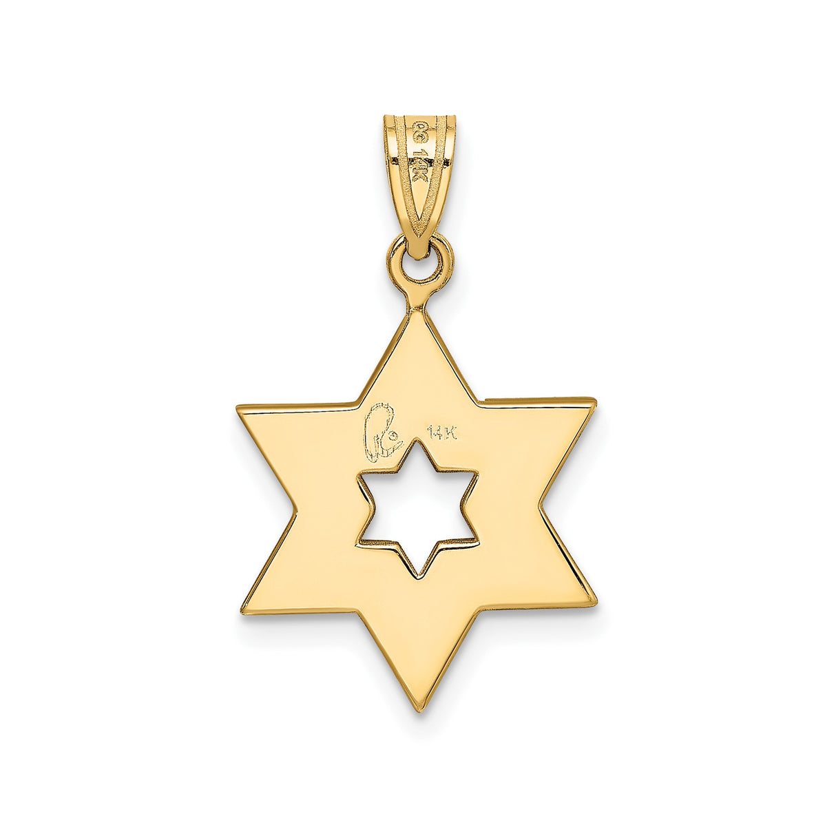14k Two-Tone Gold Star of David Pendant with Interlocking Triangles, Jewish Symbol
