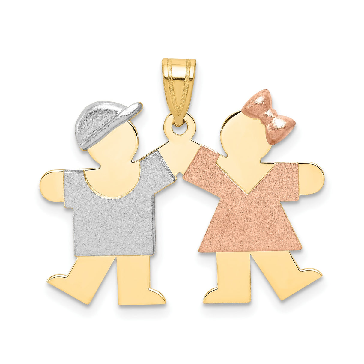 14k Tri Color Gold Boy and Girl Pendant Charm, Family Symbol Jewelry for Women