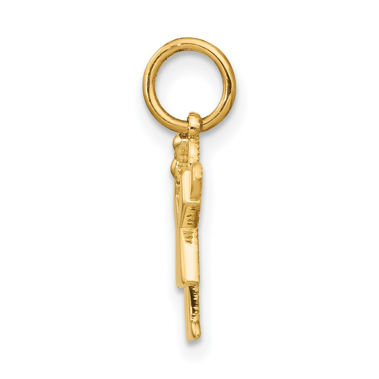 14k Yellow Gold Girl Charm Pendant with Bow, Stylized Female Figure Design