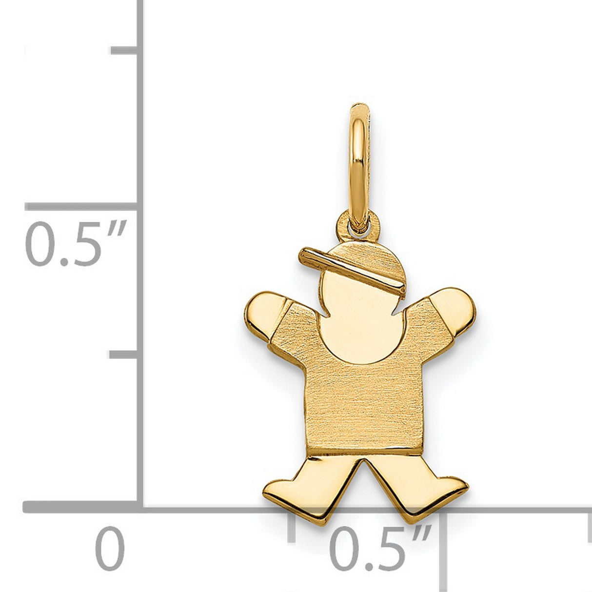 14k Yellow Gold Boy Pendant with Cap and T-Shirt, Mini Silhouette Family Charm