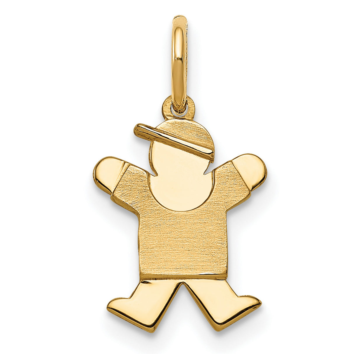 14k Yellow Gold Boy Pendant with Cap and T-Shirt, Mini Silhouette Family Charm