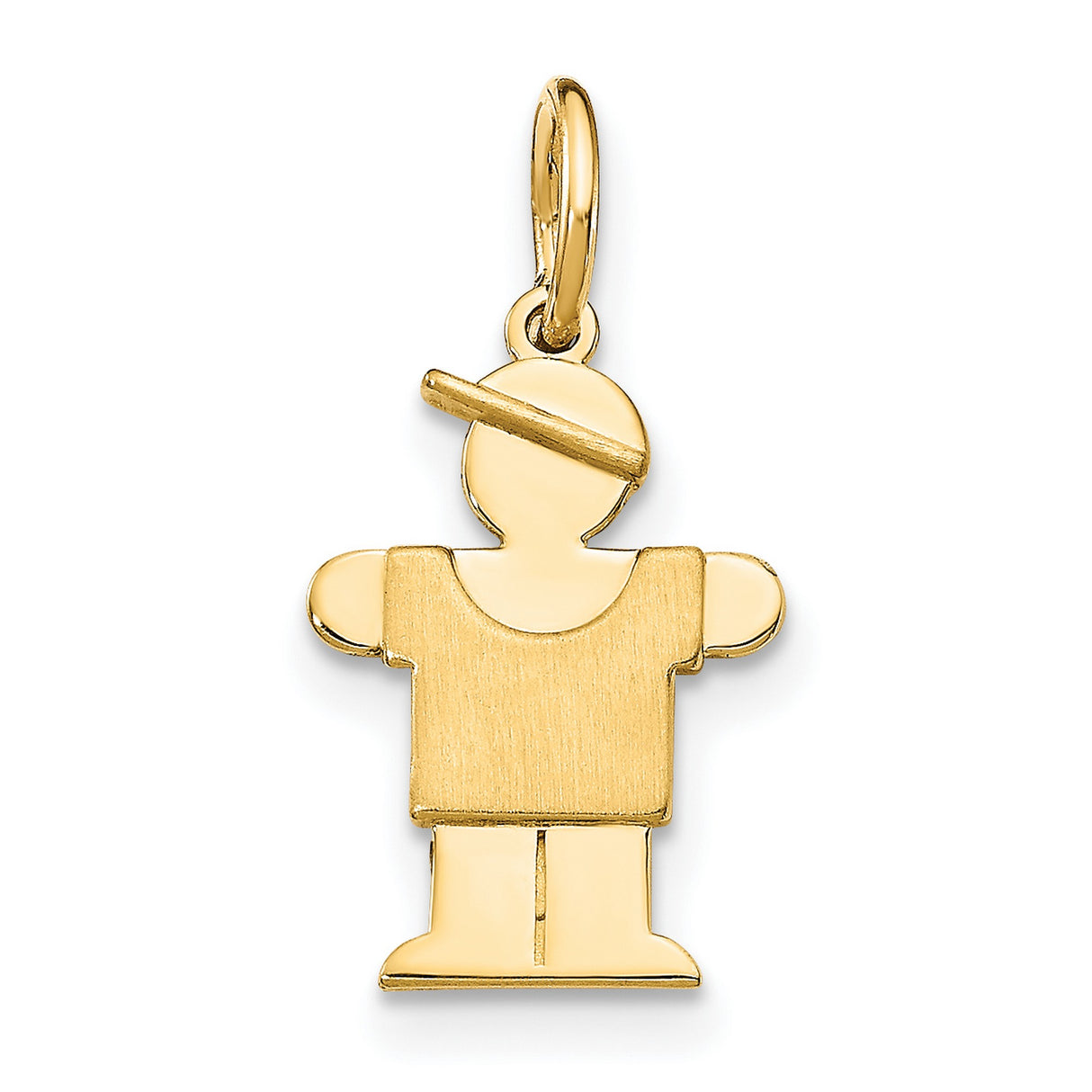 14k Yellow Gold Boy Charm Pendant with Cap, Minimalist Motherhood Jewelry Keepsake