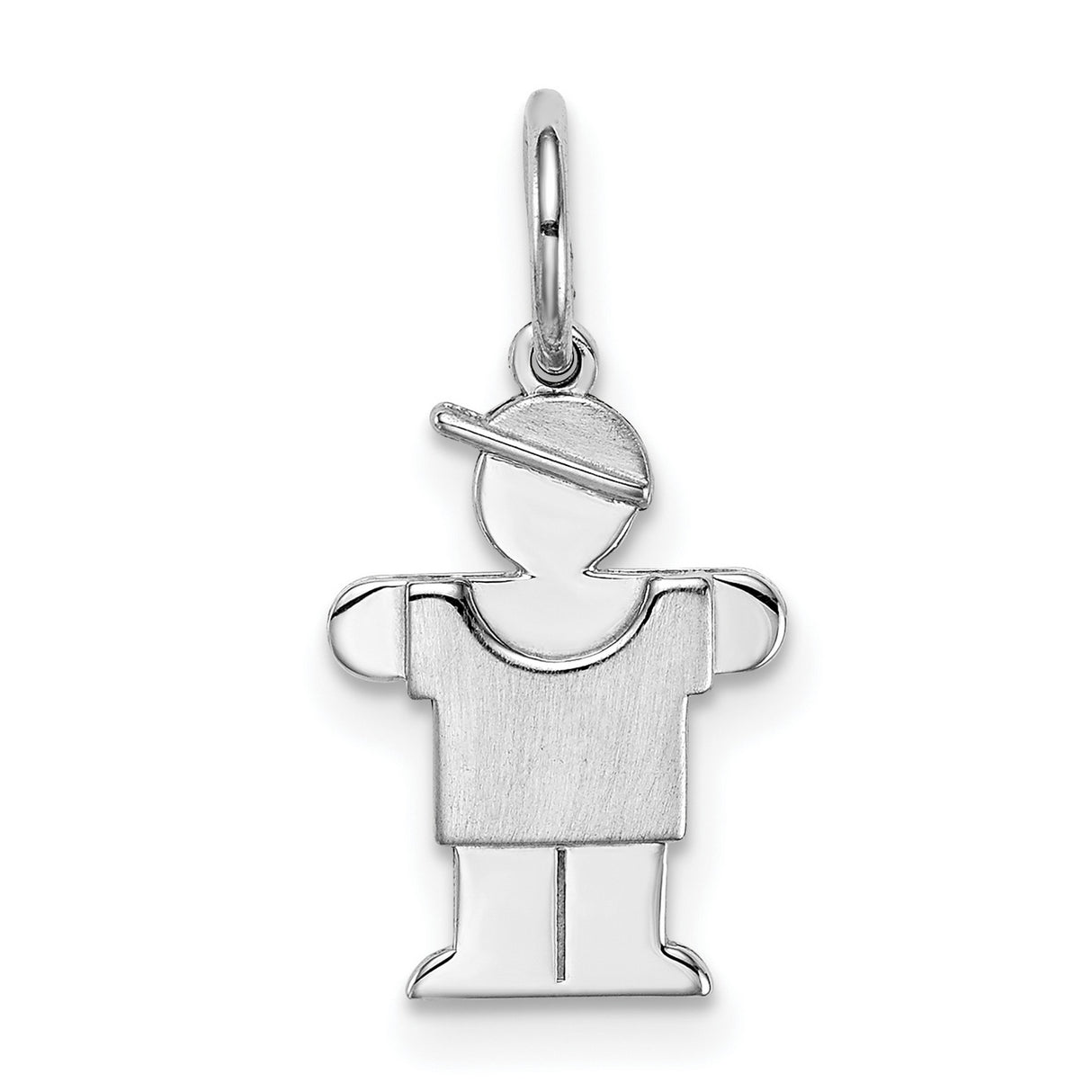 14k White Gold Boy Charm Pendant, Stylized Son Figure, Sentimental Family Jewelry