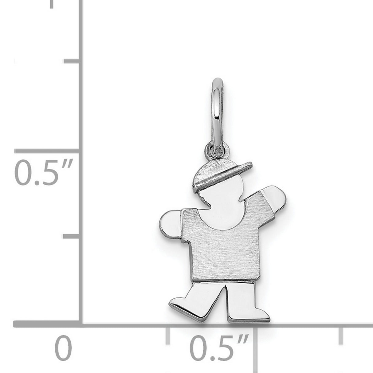 14k White Gold Boy Pendant Charm with Cap, Stylized Son Figure Jewelry for Women