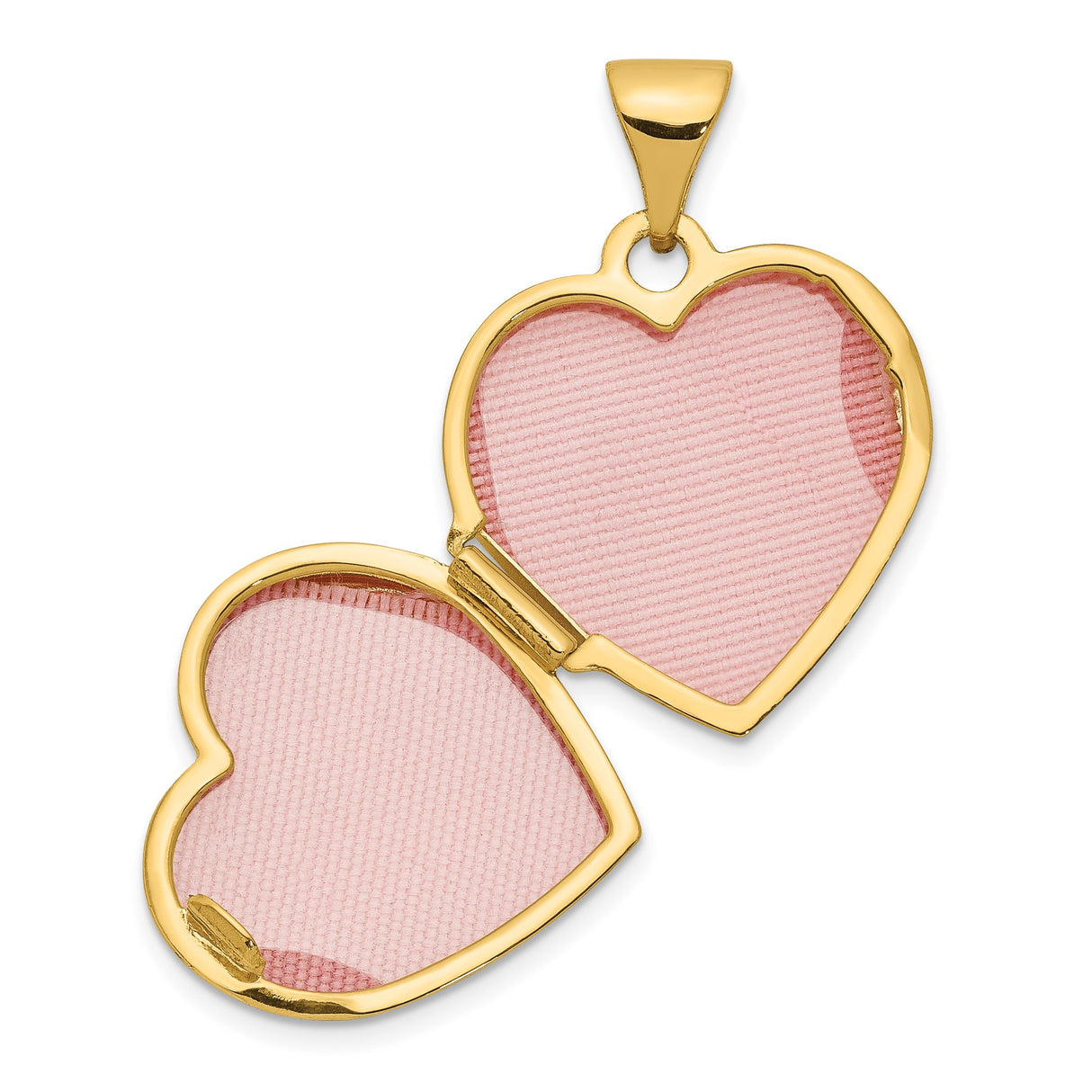 14k Yellow Gold Heart Locket Pendant with Ornate Scroll Detailing and Polished Center