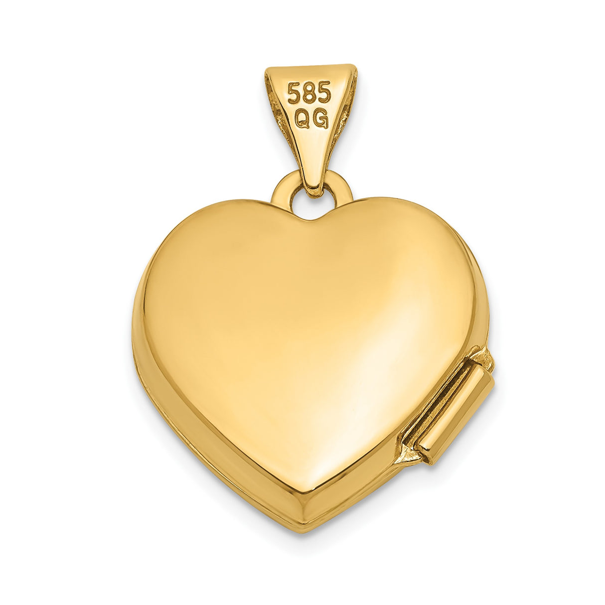 14k Yellow Gold Heart Locket Pendant with Floral Design and Hinged Photo Compartment