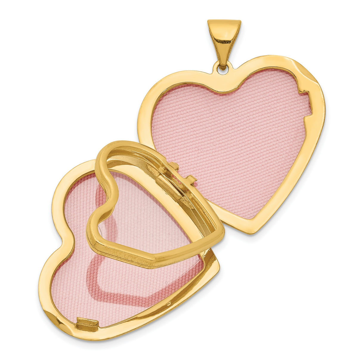 14k Yellow Gold Heart Locket Pendant with Diamond Center and Floral Design