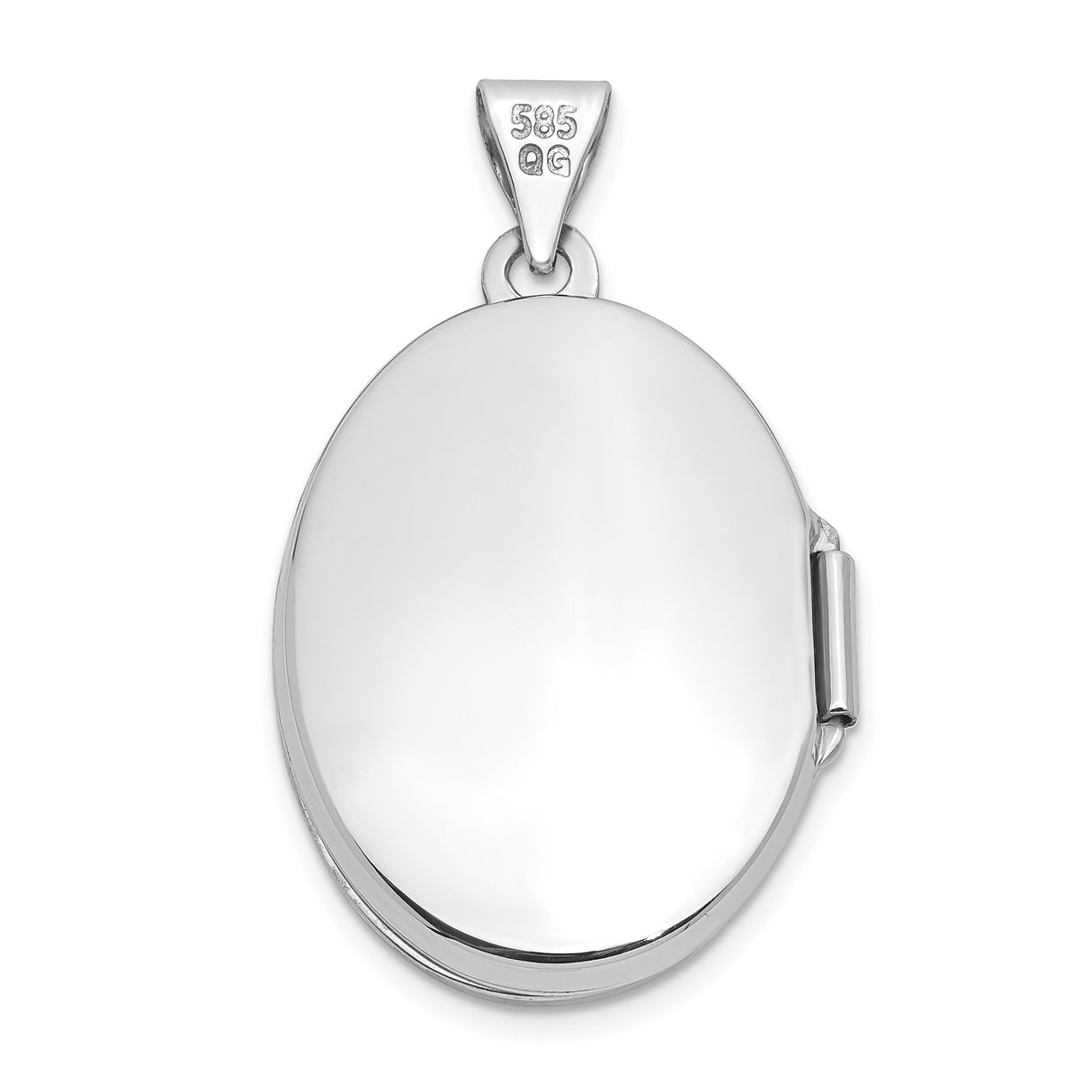 14k White Gold Oval Locket Pendant with Scroll Pattern, Vintage Inspired Keepsake Design
