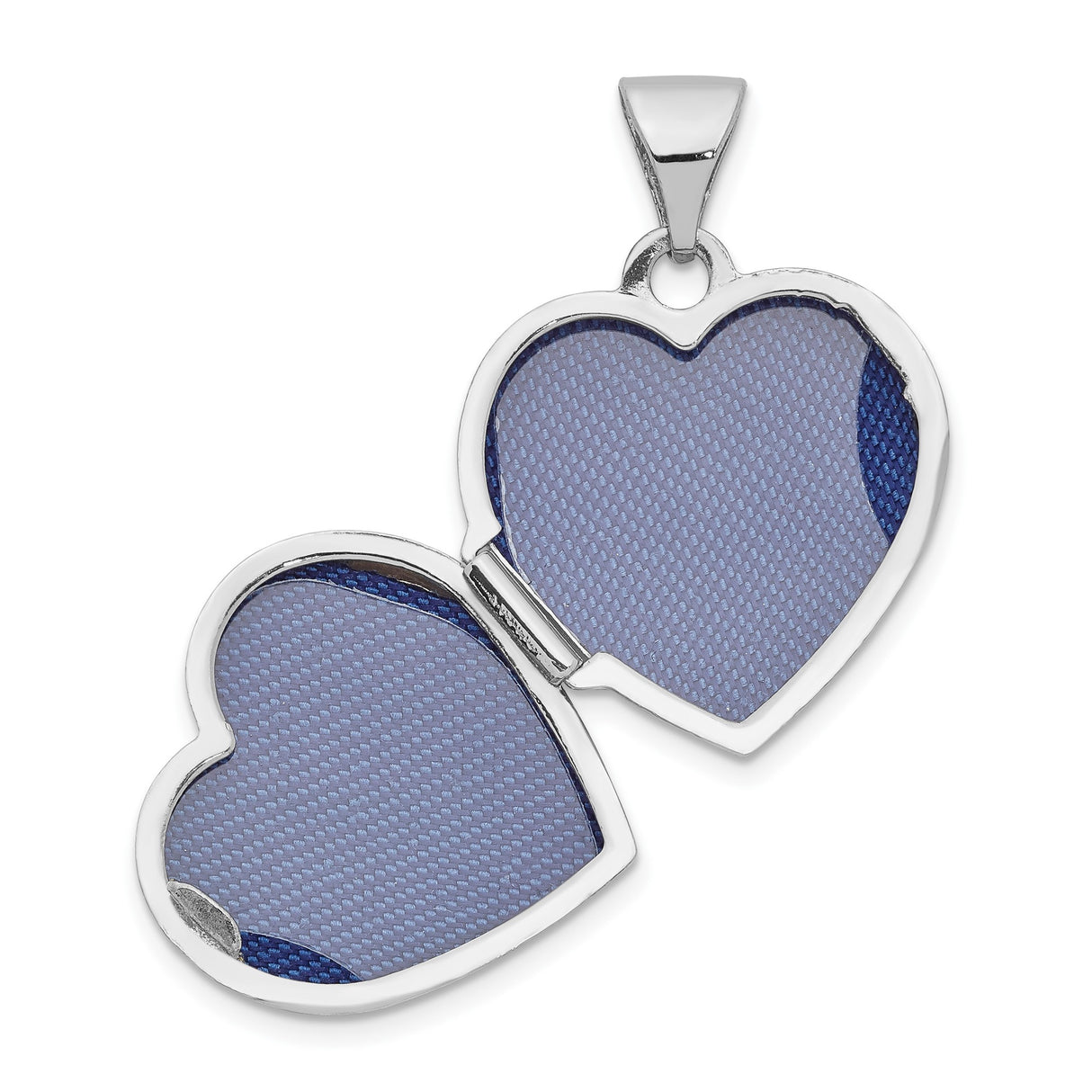14k White Gold Heart Locket Pendant with Filigree Design and Polished Center Heart, Vintage Style