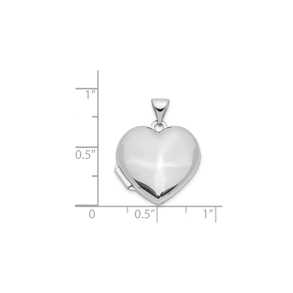 14k White Gold Heart Locket Pendant, Polished Finish, Classic Romantic Keepsake for Women