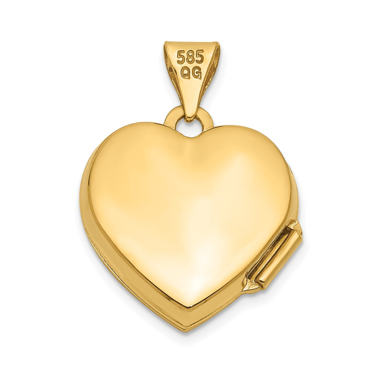 14k Yellow Gold Heart Locket Pendant with Raised Hearts and Scroll Design