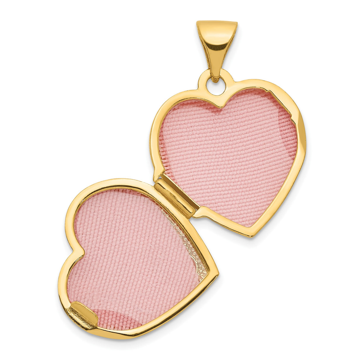 14k Yellow Gold Heart Locket Pendant with Raised Hearts and Scroll Design