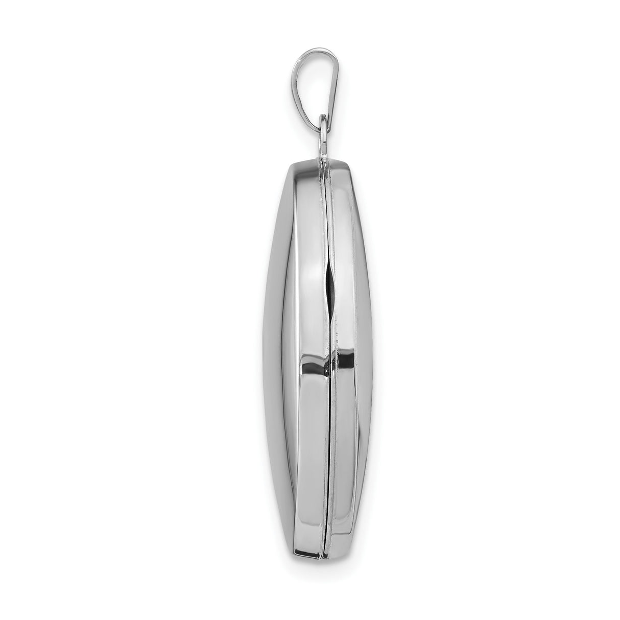 14k White Gold Oval Locket Pendant, Polished Minimalist Engraving-Free Keepsake Design