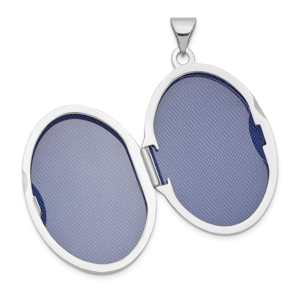 14k White Gold Oval Locket Pendant, Polished Minimalist Engraving-Free Keepsake Design