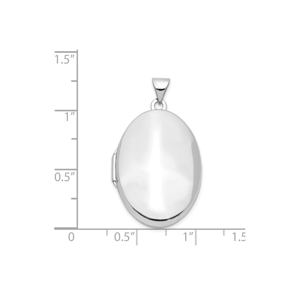 14k White Gold Oval Locket Pendant, Polished Minimalist Engraving-Free Keepsake Design