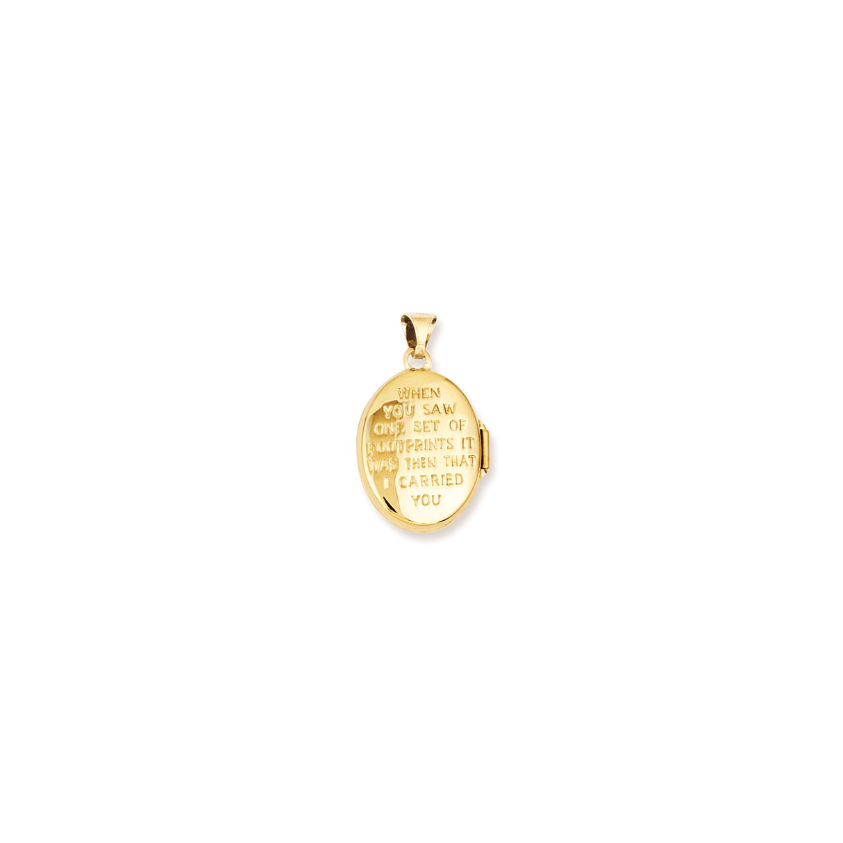 14k Multi-Tone Gold Oval Locket Pendant with Three Infant Footprints Symbolizing Motherhood