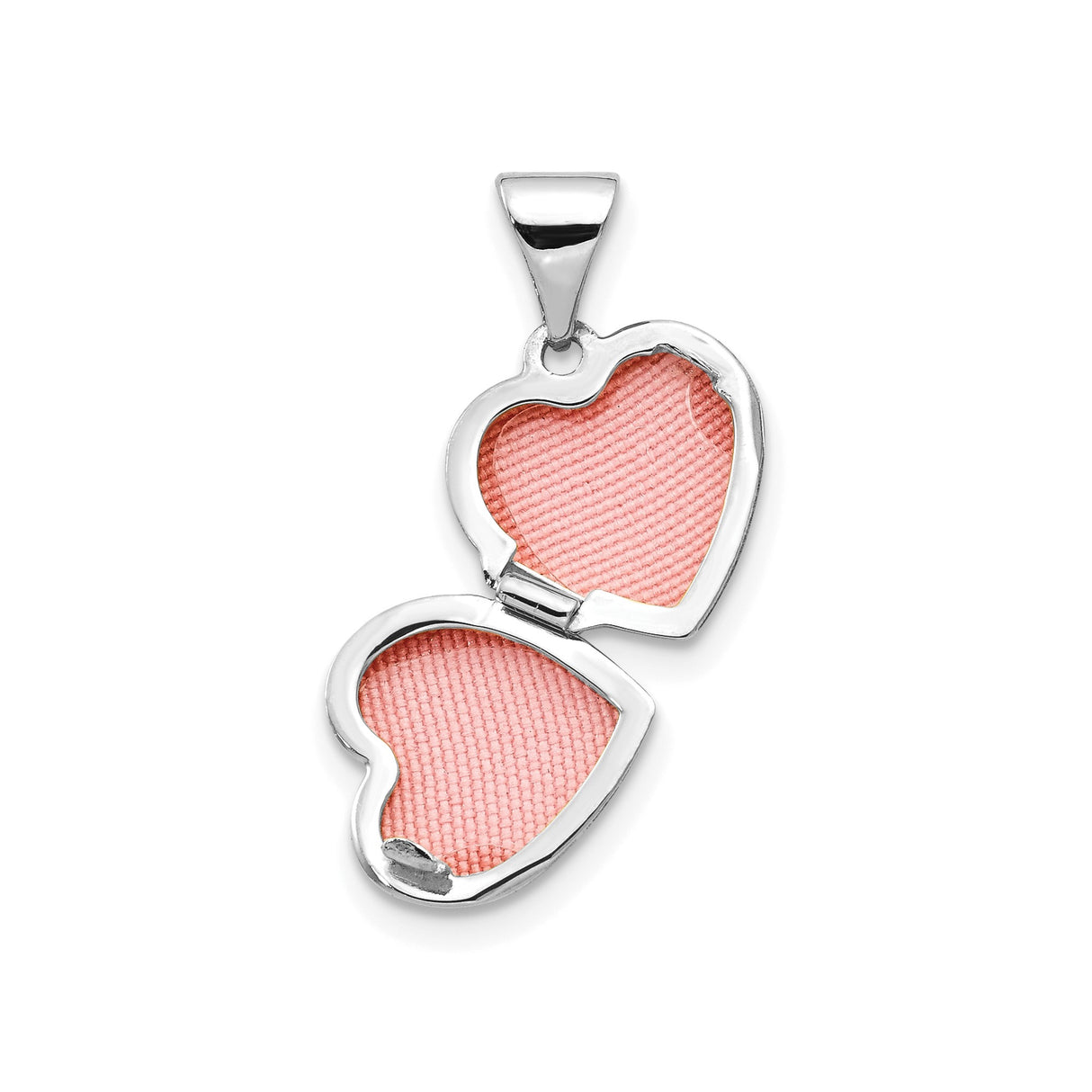 14k White Gold Heart Locket Pendant, Hinged Design, Engravable, Holds Photos, Romantic Keepsake