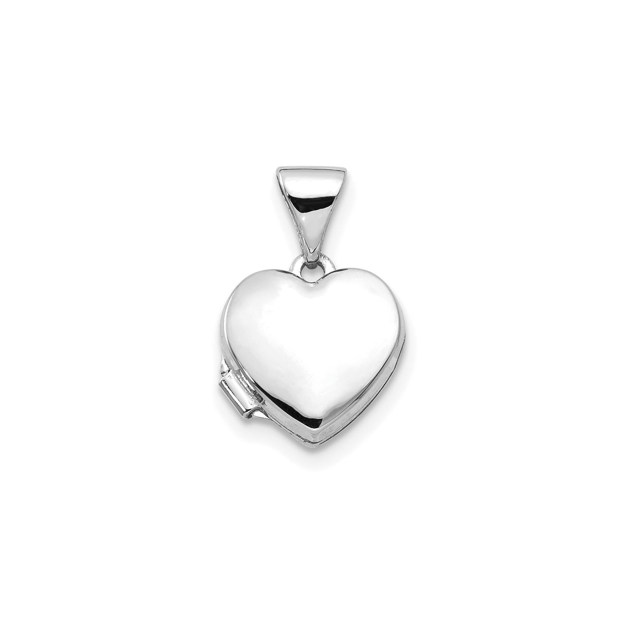 14k White Gold Heart Locket Pendant, Hinged Design, Engravable, Holds Photos, Romantic Keepsake