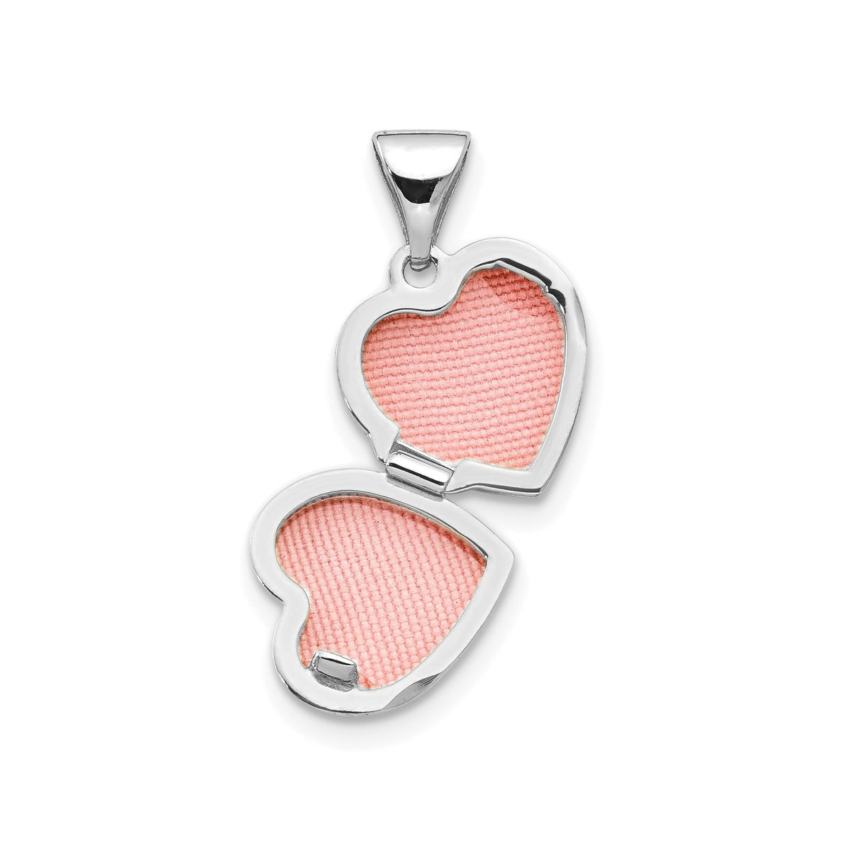 14k White Gold Heart Locket Pendant with Floral and Vine Design for Women